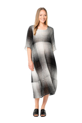 Noriko Soft Linen -mekko, mustavalkoinen