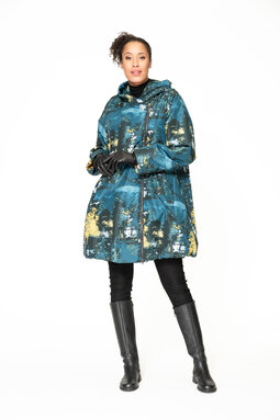 Marta Forest quilted coat, petrol blue/yellow