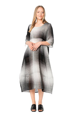 Noriko Soft Linen -mekko, mustavalkoinen