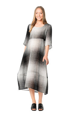 Noriko Soft Linen -mekko, mustavalkoinen