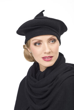 Spiral Beret hat, black