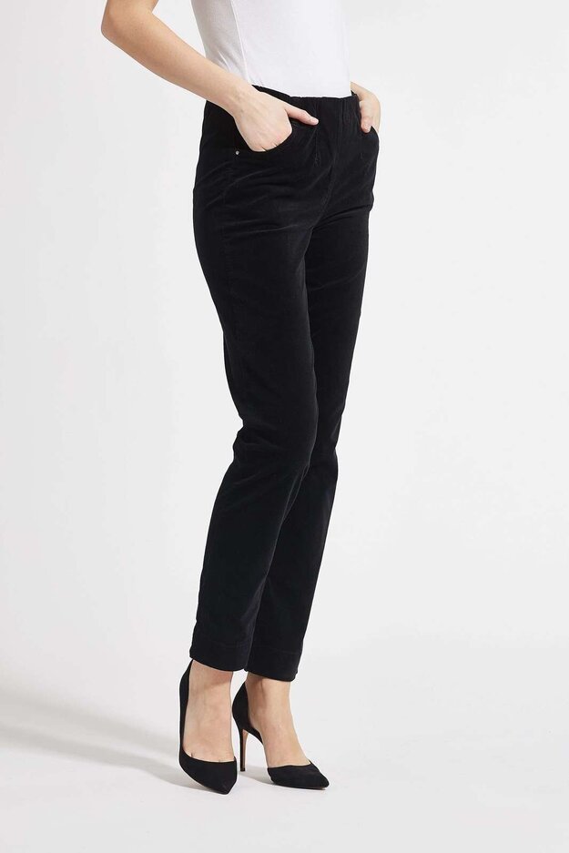 Kelly Regular Velvet -trousers, black