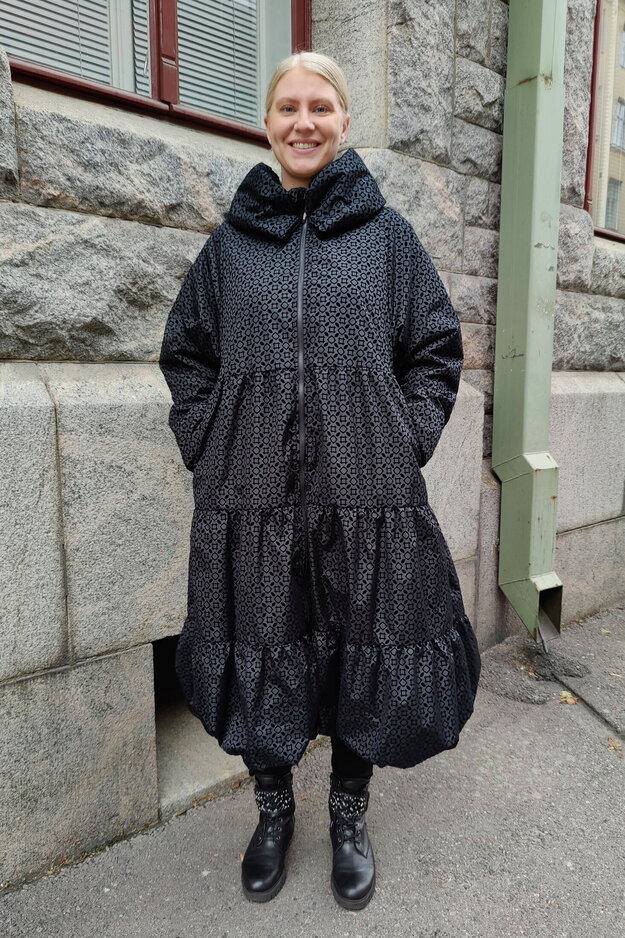 Juliette Long Ebano quilted coat