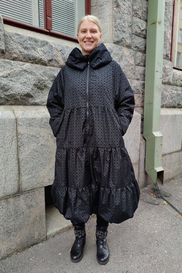 Juliette Long Ebano winter coat, thermo padding