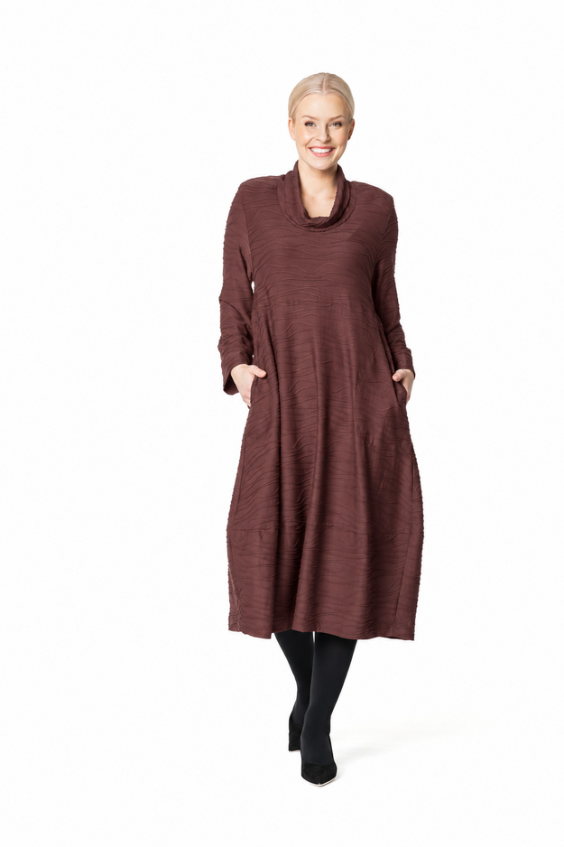 Simona Waves dress, brown